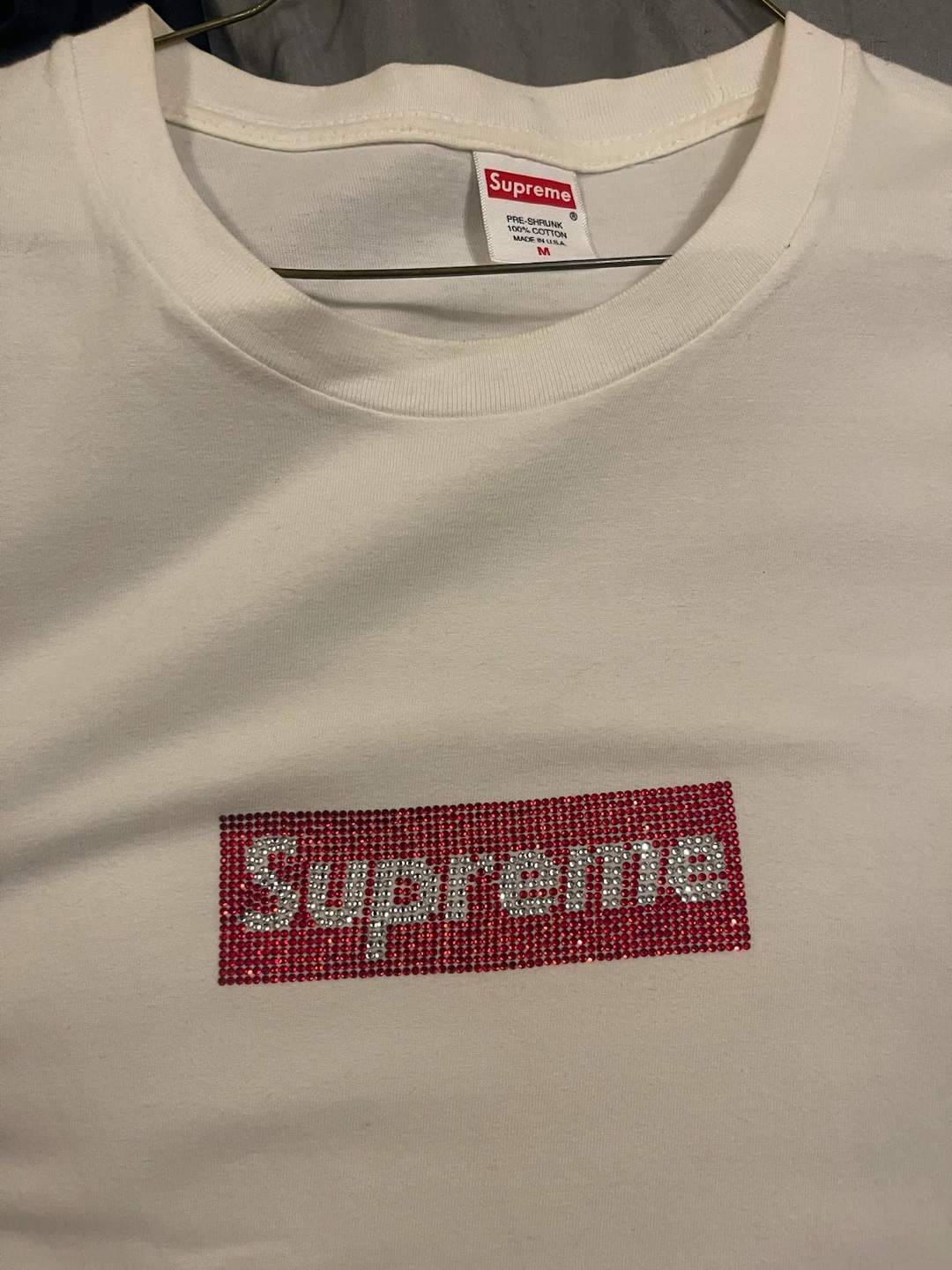 Supreme Swarovski Box Logo Tee - White - Size M - photo 3