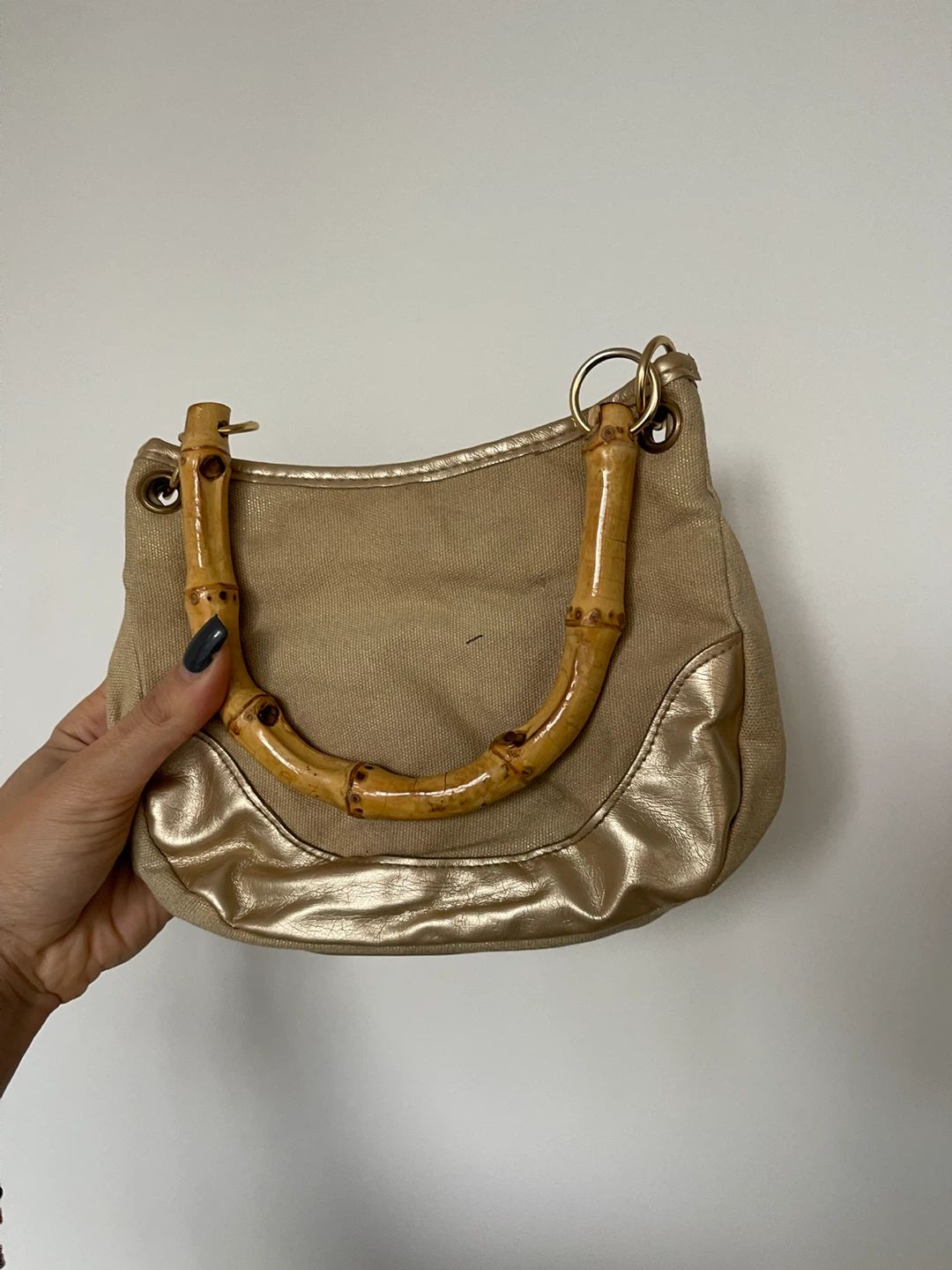 bamboo handle canvas bag