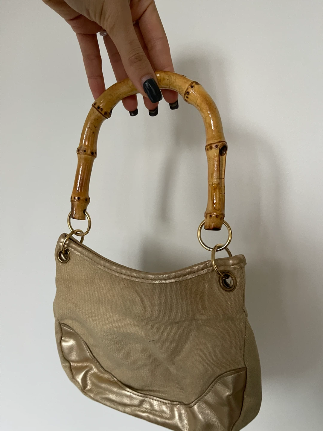 bamboo handle canvas bag - photo 2