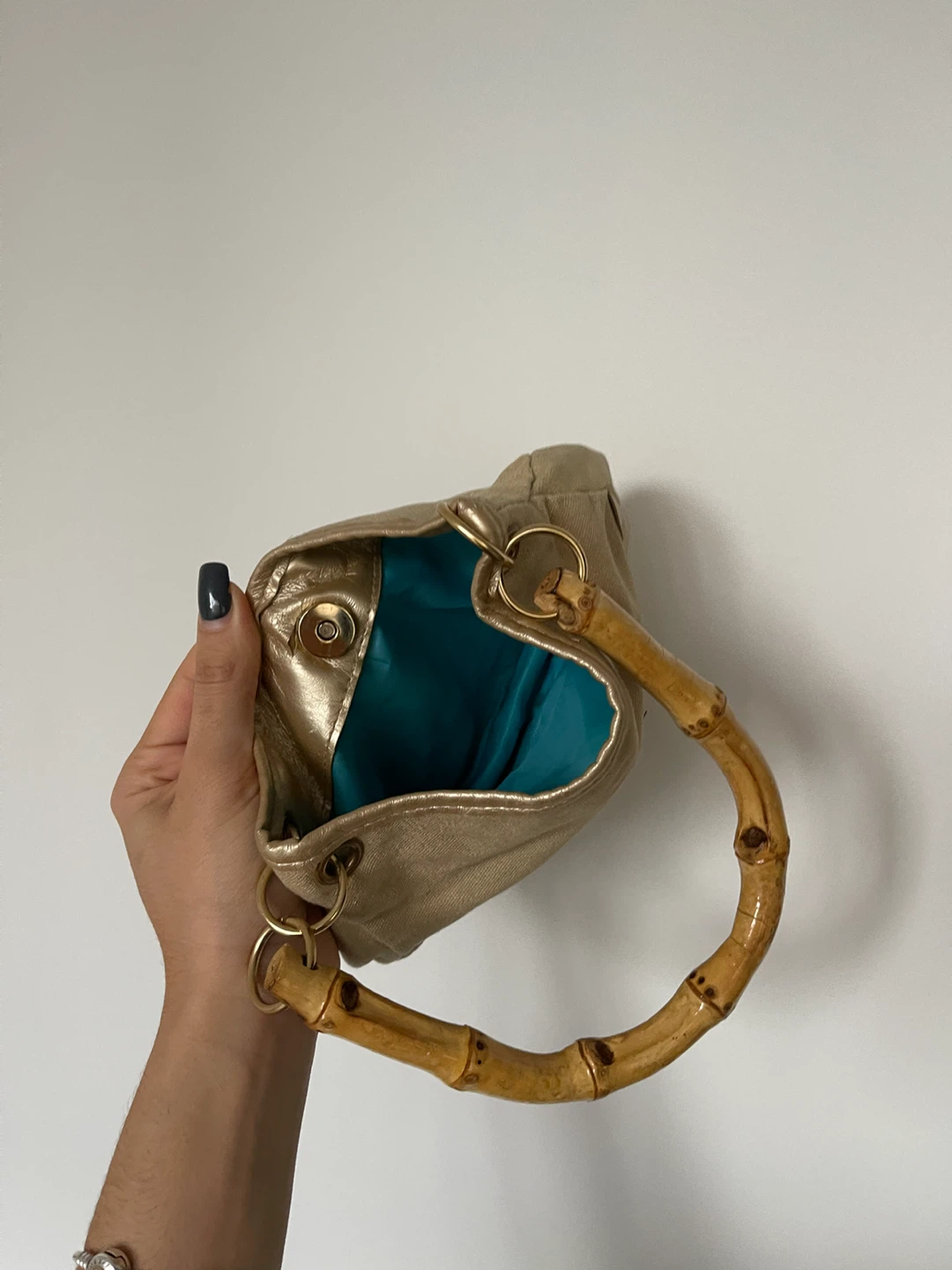bamboo handle canvas bag - photo 3