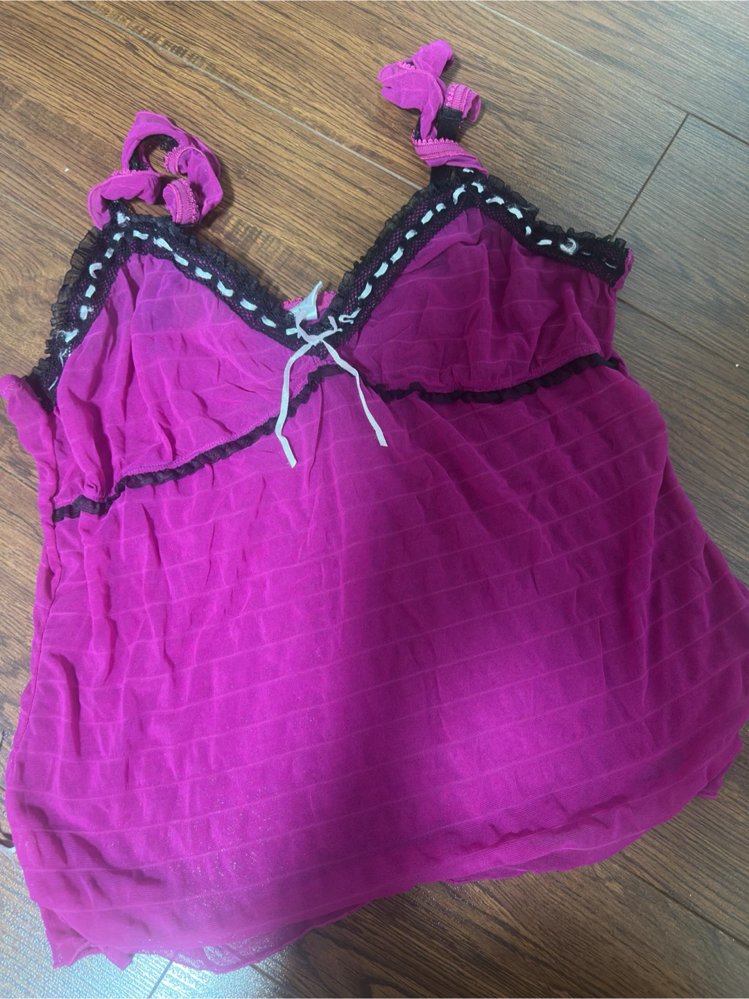 y2k Pink Sheer Babydoll Top