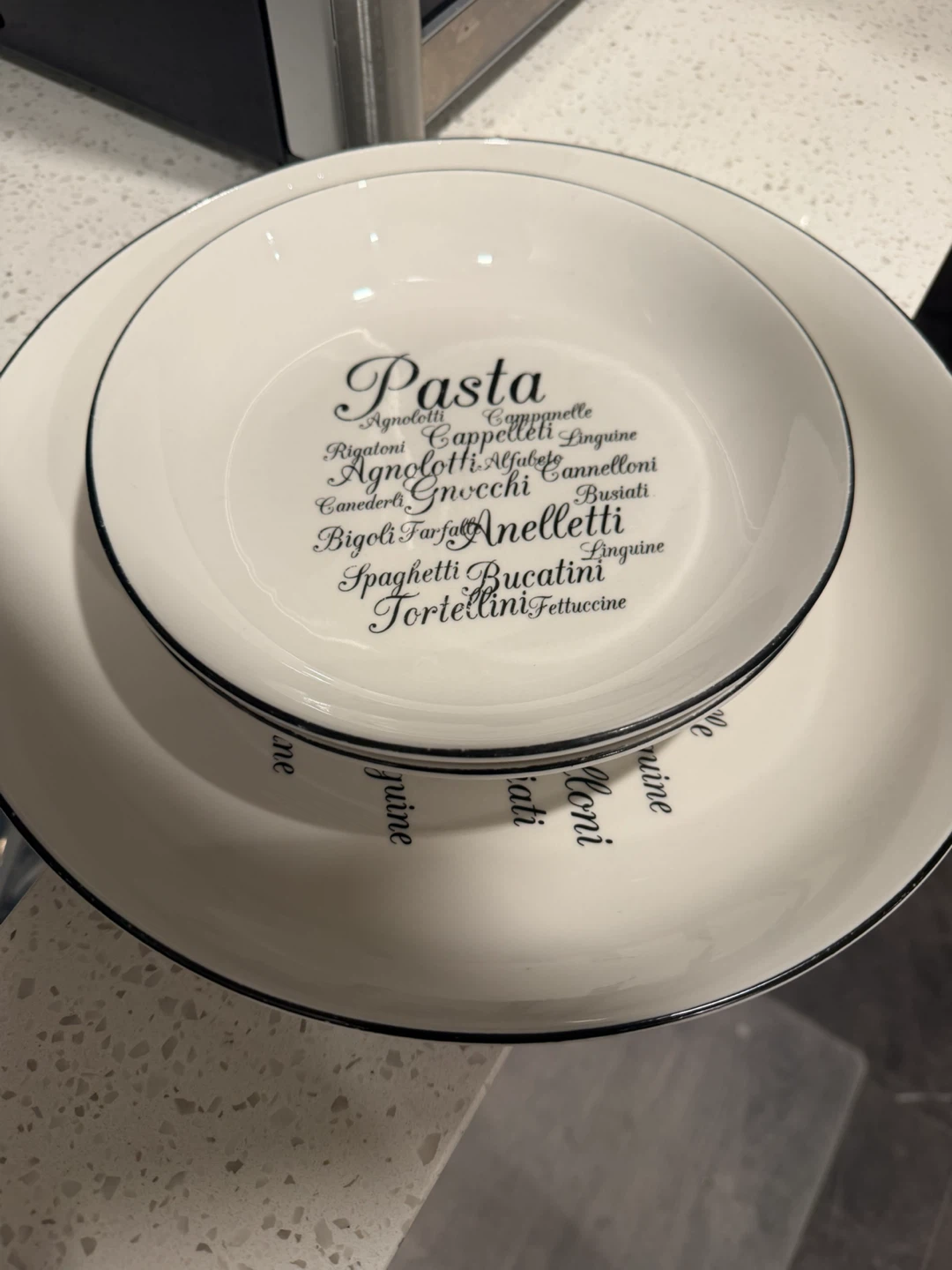 Pasta Bowl Set with Italian Noodle Names