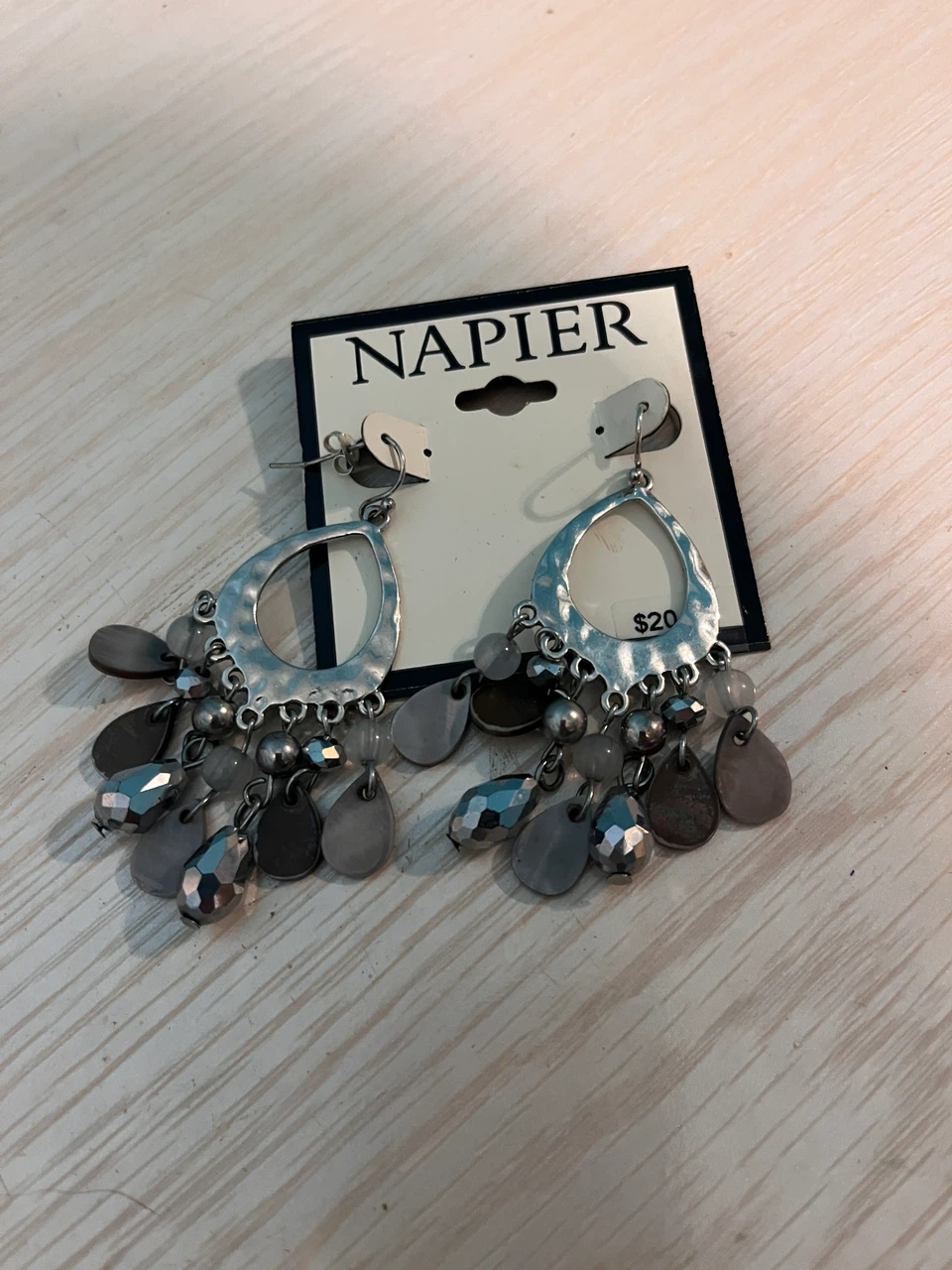 Napier Silver Tone Dangle Earrings