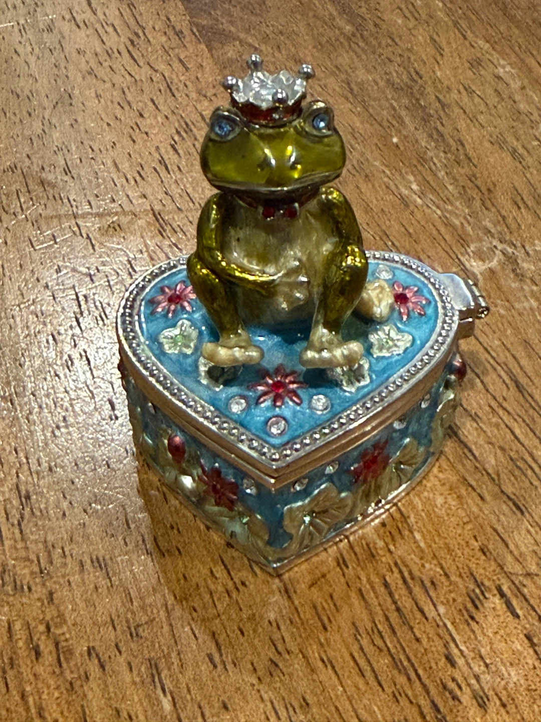 Enamel Frog Prince Heart Trinket Box