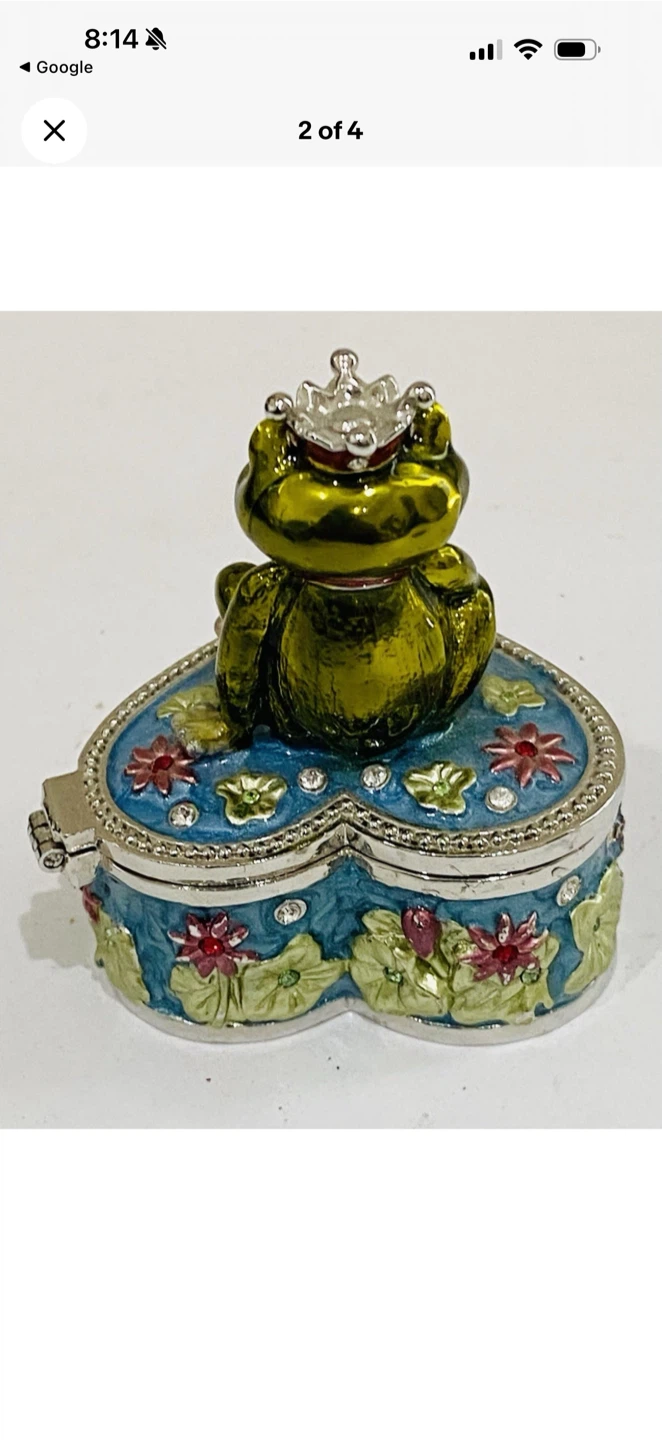 Enamel Frog Prince Heart Trinket Box - photo 2