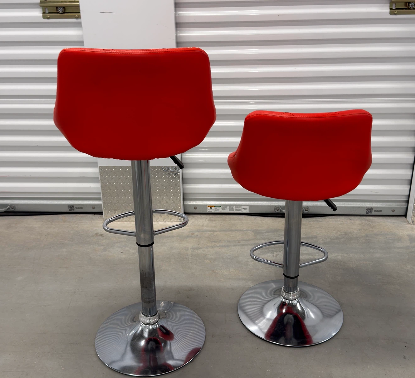 Pair of Adjustable Red Swivel Bar Stools - photo 5
