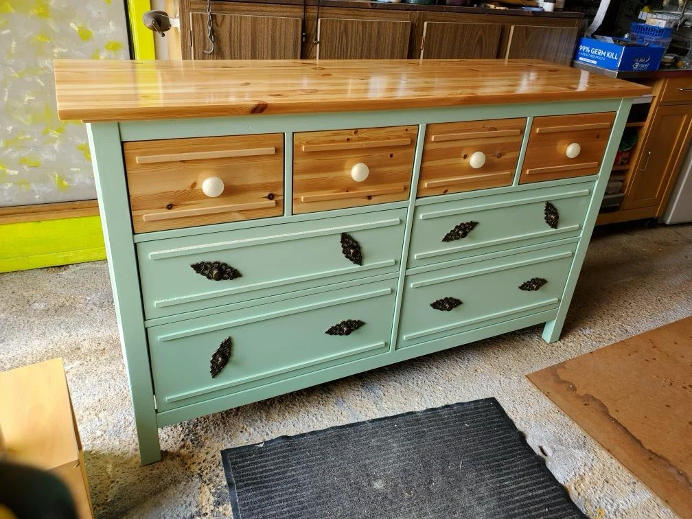 Refurbished, solid wood dresser