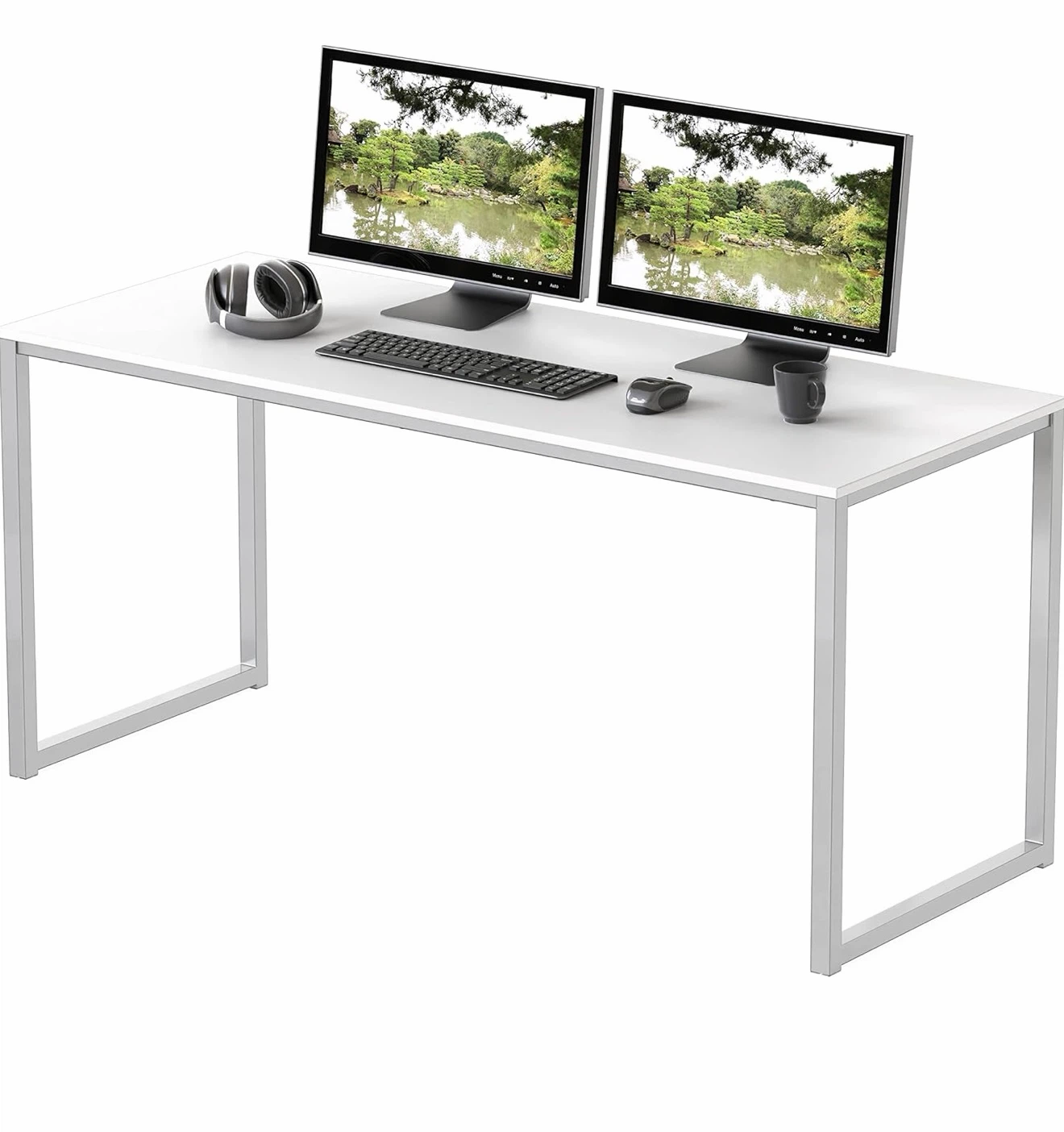 White Desk with Metal Frame