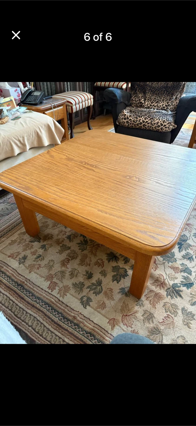 Solid oak coffee and end tables