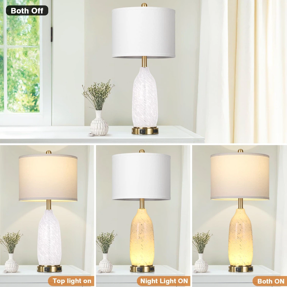Rinweey 26" Modern Clear Glass Table Lamps Set of 2 - photo 5