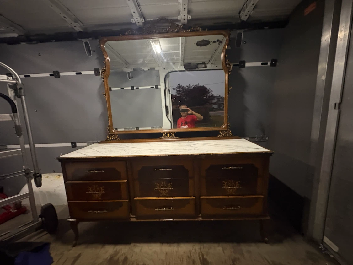 Free delivery used Antique marble Dresser with Mirror - photo 3