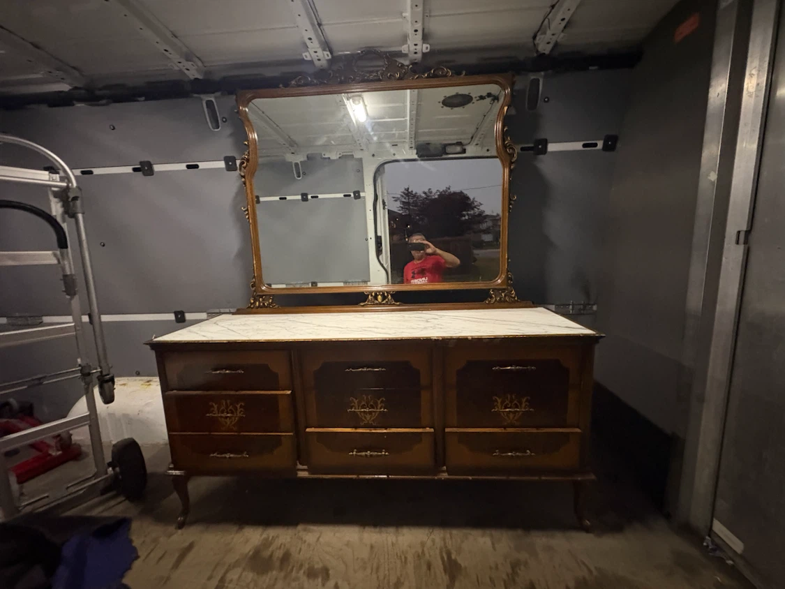 Free delivery used Antique marble Dresser with Mirror - photo 4