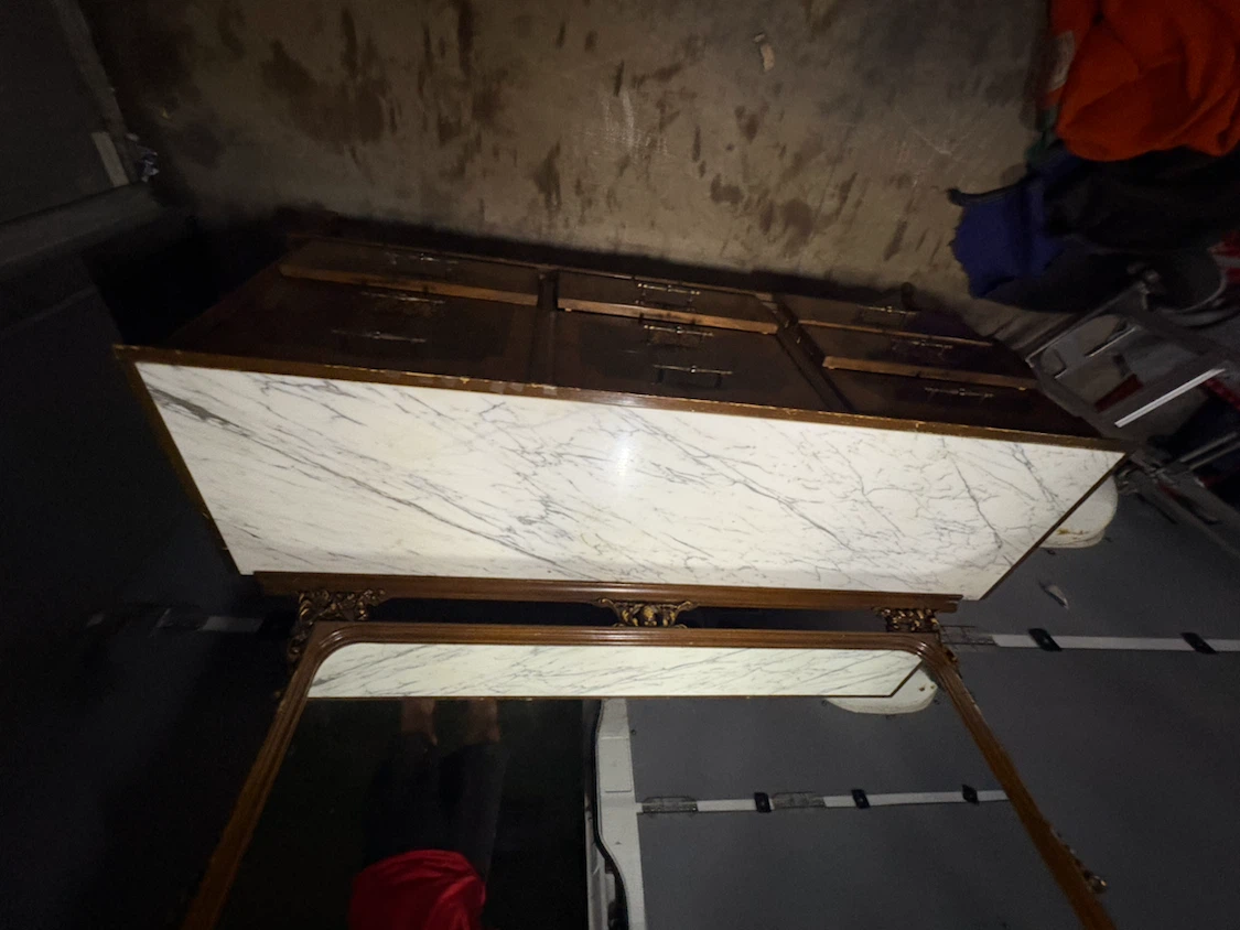Free delivery used Antique marble Dresser with Mirror - photo 5