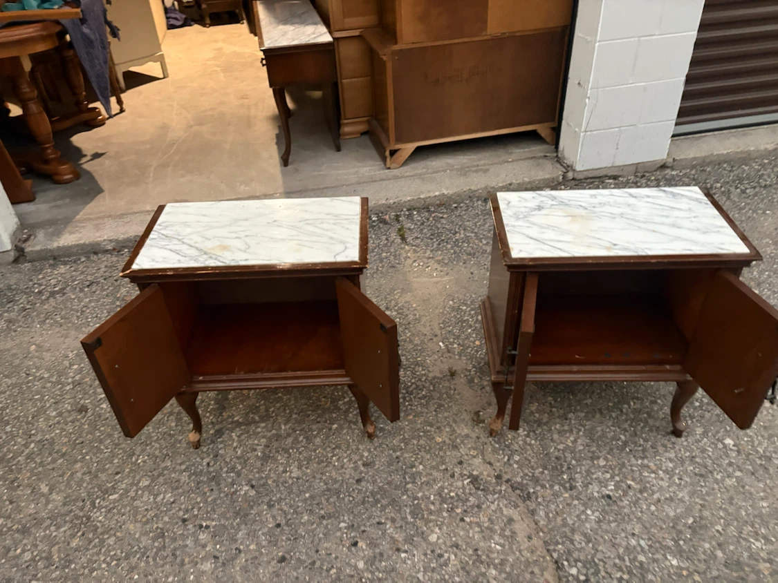 Free delivery used antique Pair  Marble Top Side Tables - photo 4