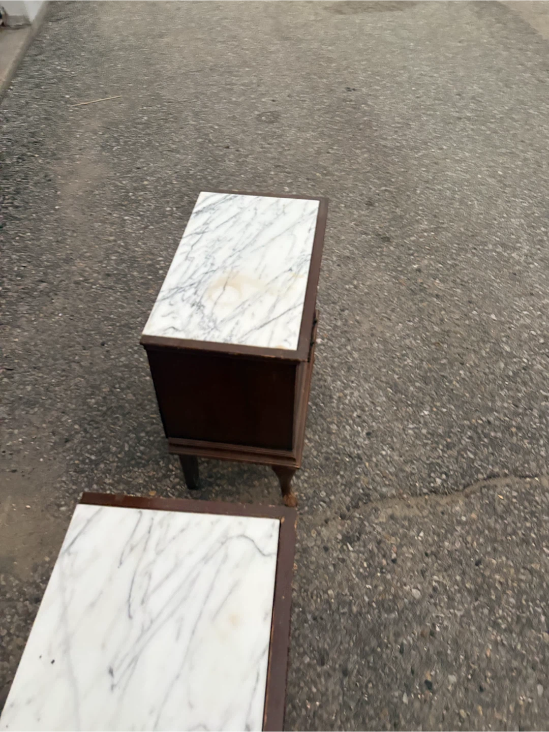Free delivery used antique Pair  Marble Top Side Tables - photo 5