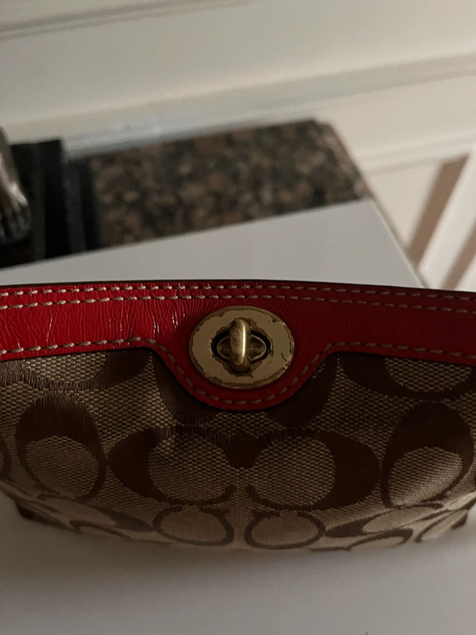 Coach Signature Canvas Wristlet Red Trim - photo 3