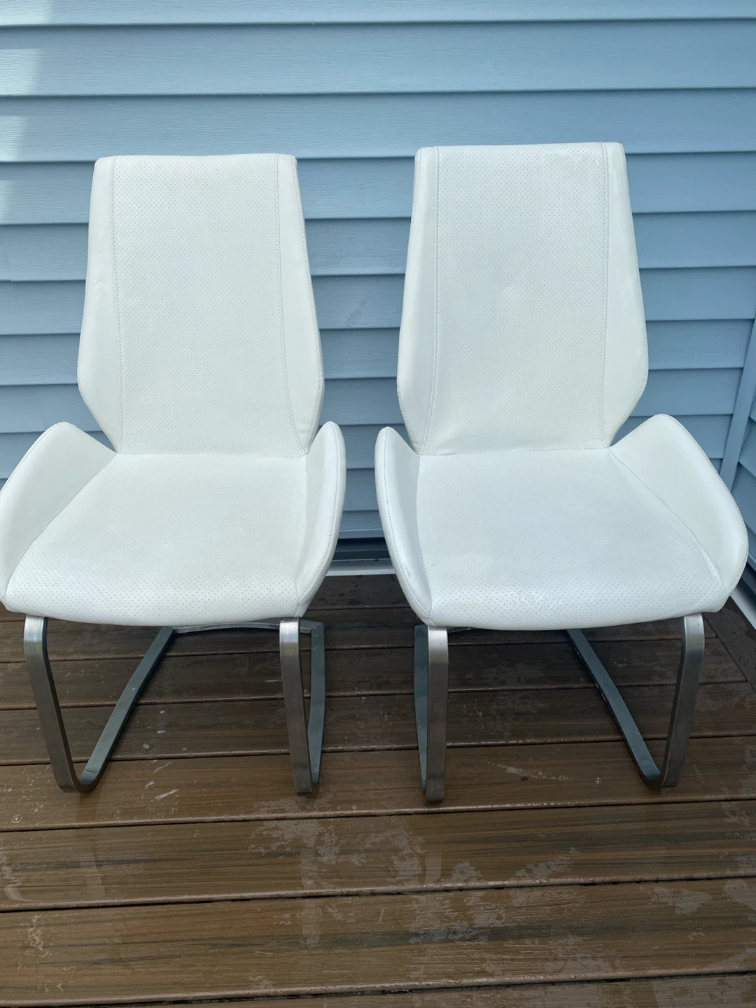Set of 2 White Faux Leather Dining Chairs - photo 3