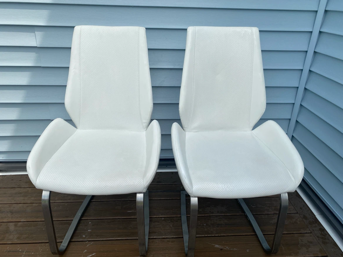 Set of 2 White Faux Leather Dining Chairs - photo 4