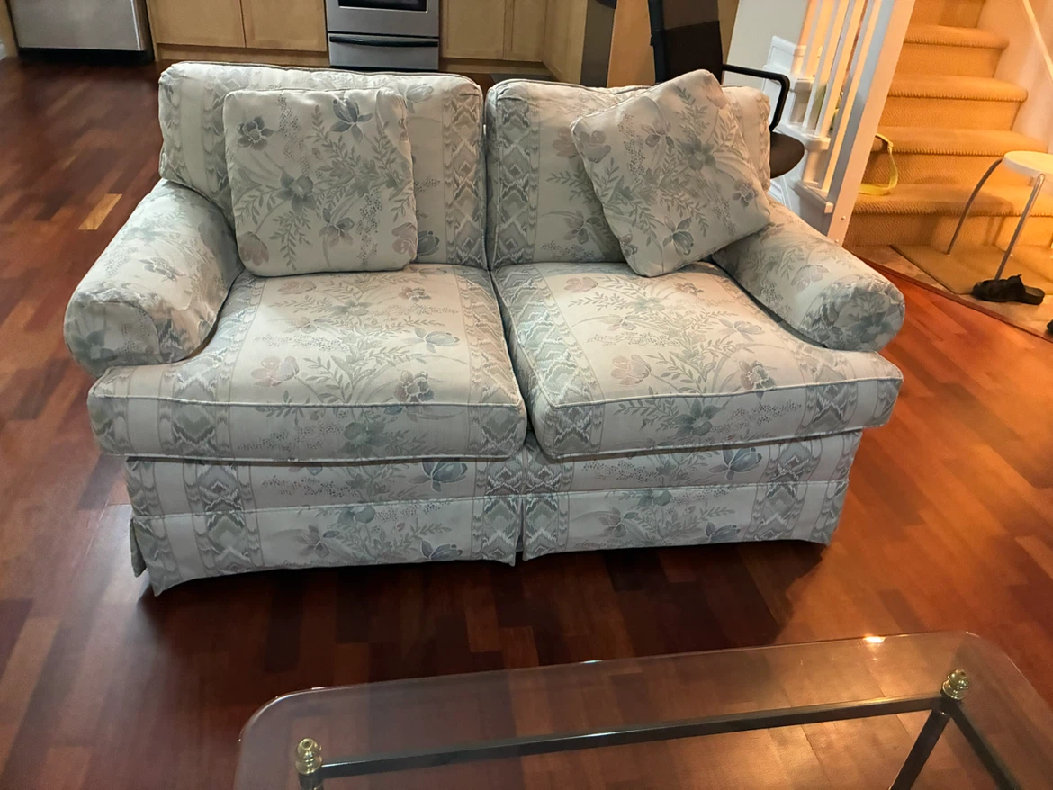 Floral Pattern Sofa with Two Throw Pillows