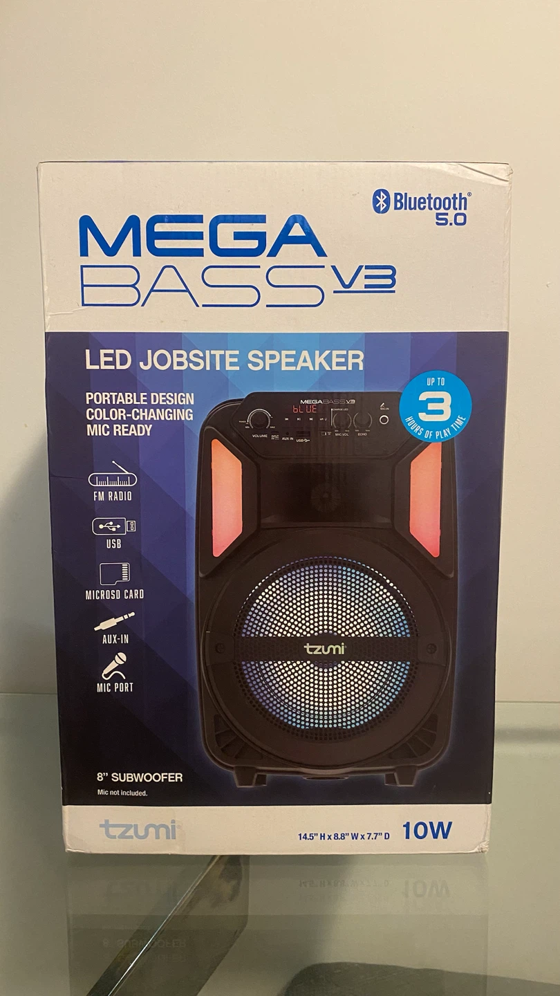 Tzumi Mega Bass V3 LED Jobsite Speaker
