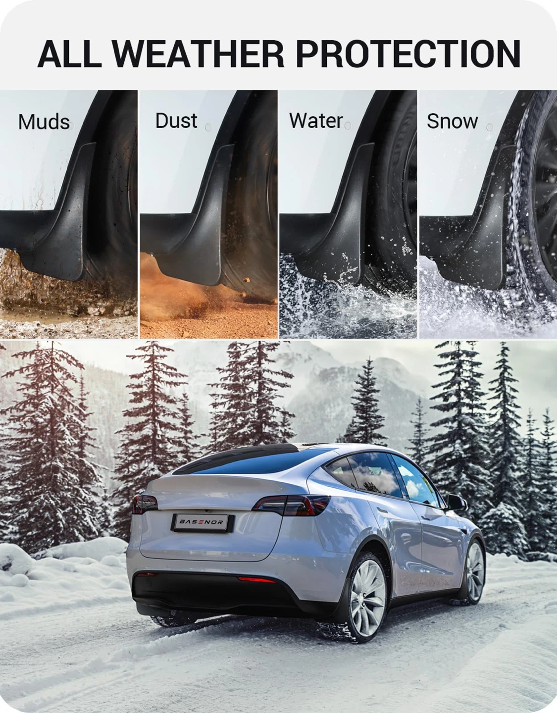BASENOR 2020-2024 Tesla Model Y Mud Flaps Splash - photo 3