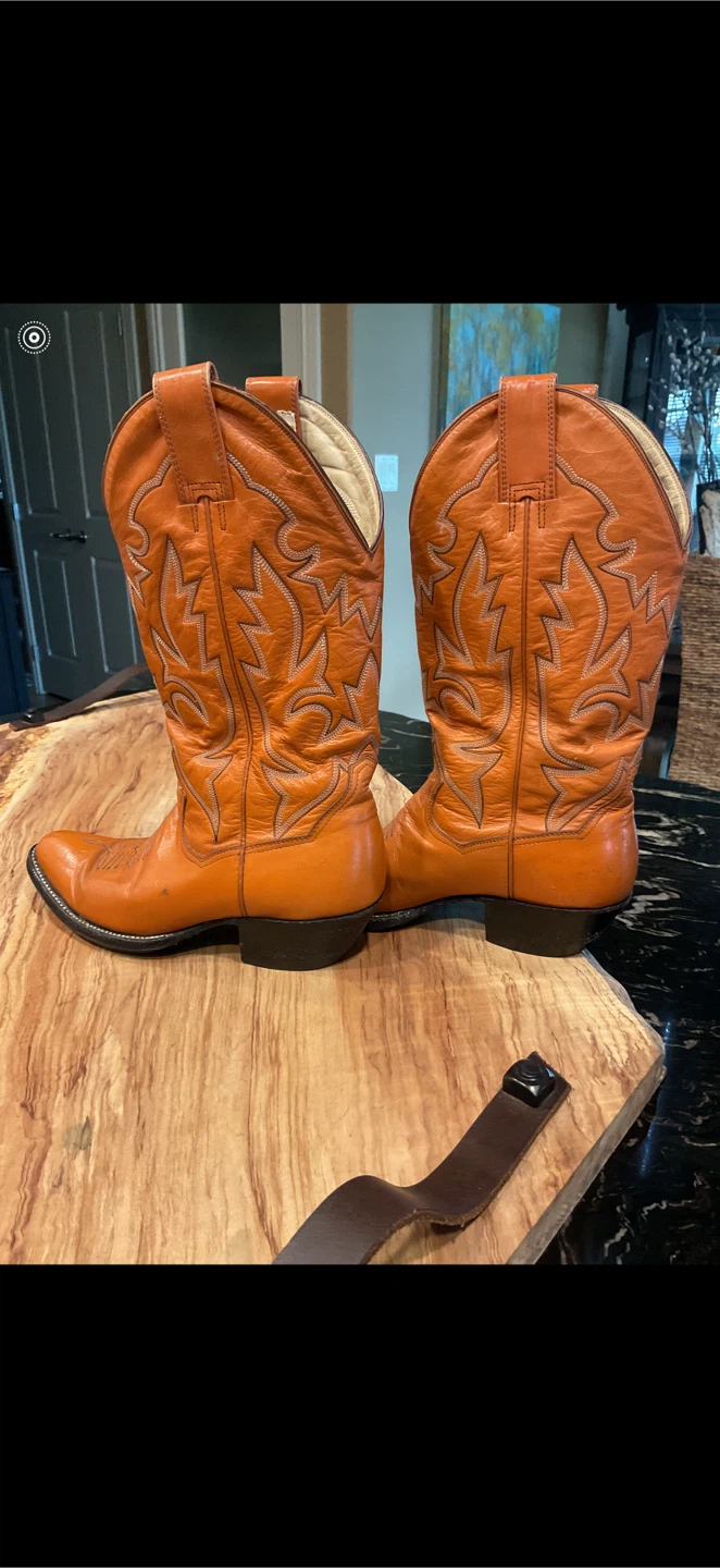 Wow!  Only $75!  Orange Leather Cowboy Boots - photo 3