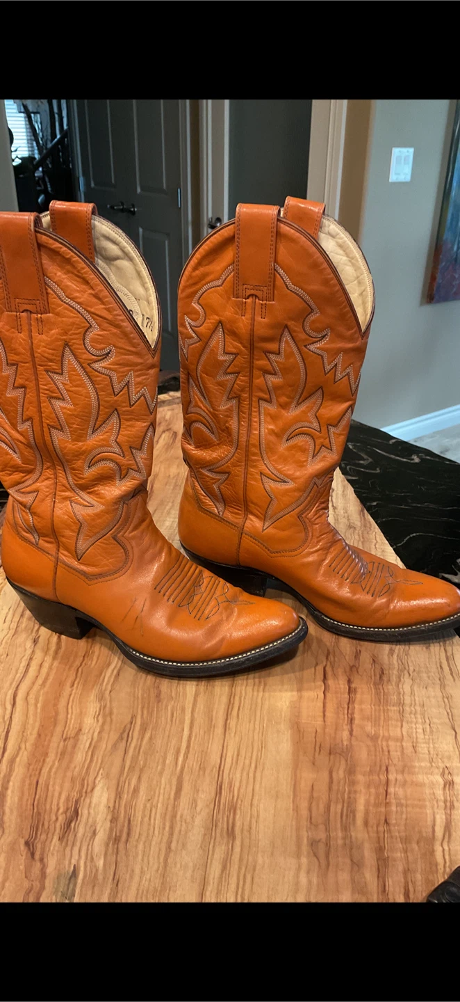 Wow!  Only $75!  Orange Leather Cowboy Boots - photo 4