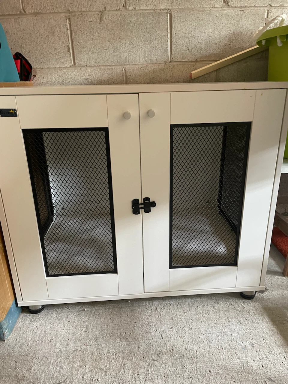 White Dog Crate End Table