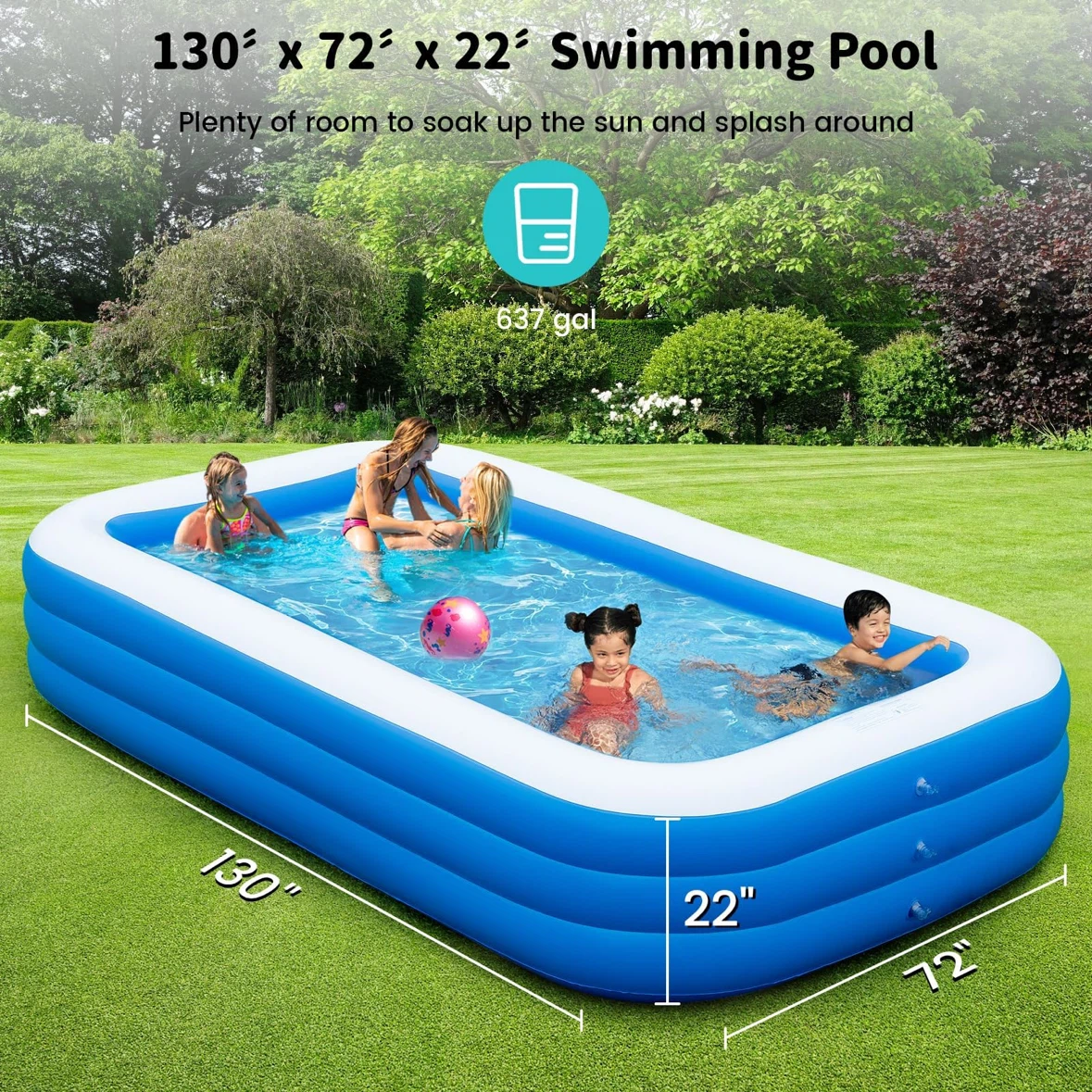 SKNSL Inflatable Pool for Family  Oversized for Adults - photo 2