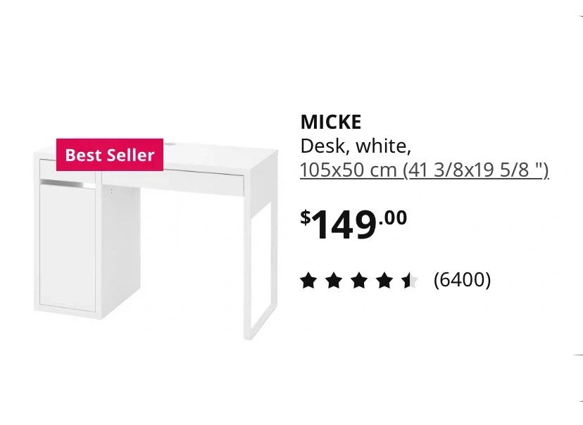 IKEA Micke White Desk