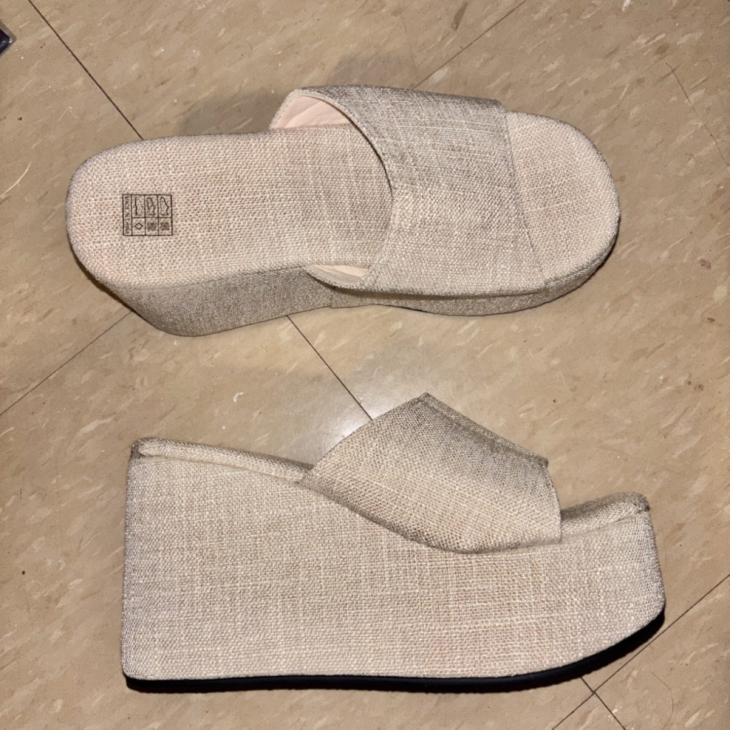 Women's Beige Wedge Slides - photo 2