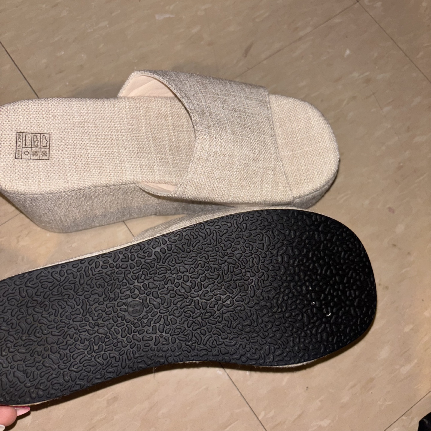 Women's Beige Wedge Slides - photo 3