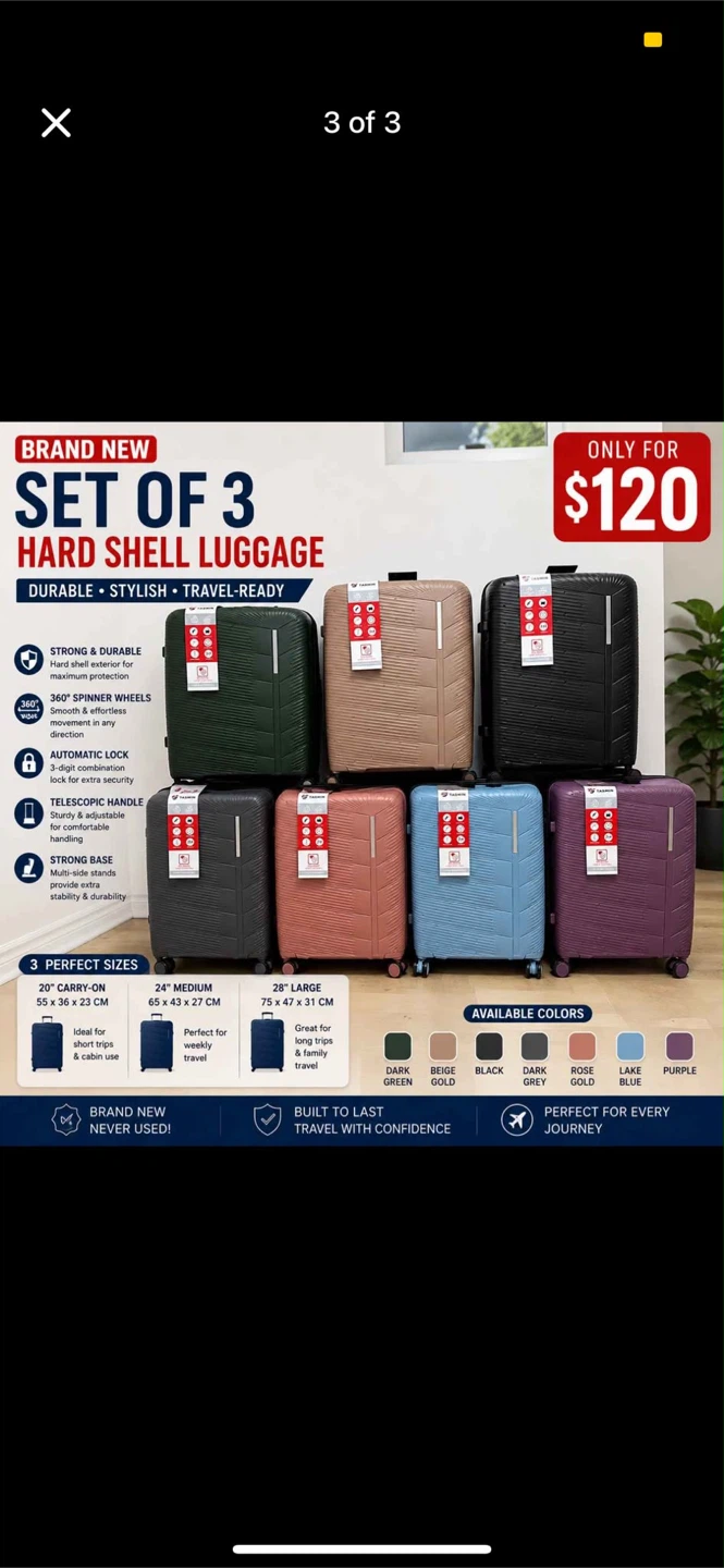Hard Shell Luggage Set - 3 Sizes