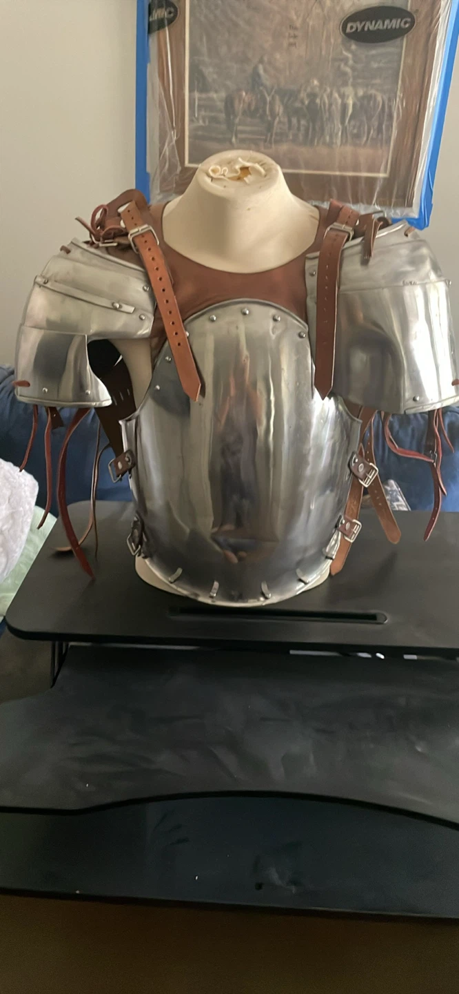 Vintage Style Metal and Leather Chest Plate