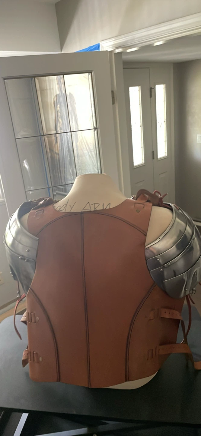 Vintage Style Metal and Leather Chest Plate - photo 2