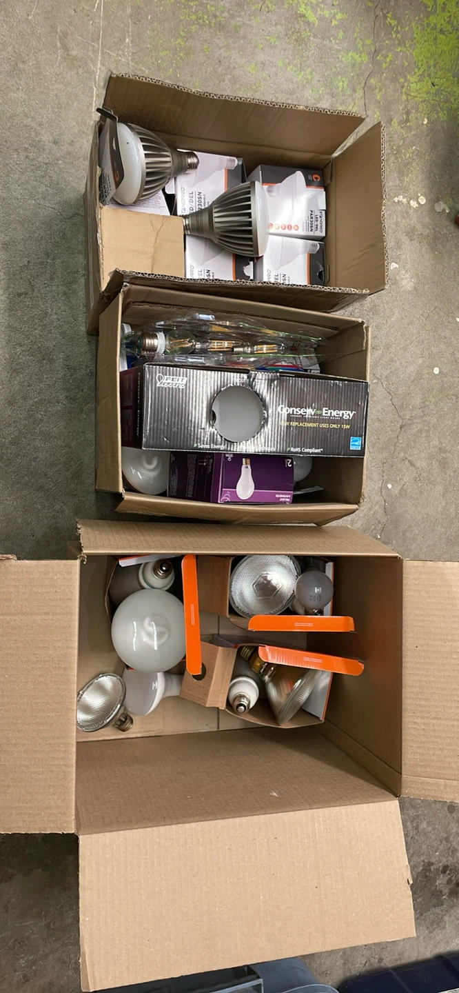 Assorted Light Bulbs (LED, Halogen, Incandescent)