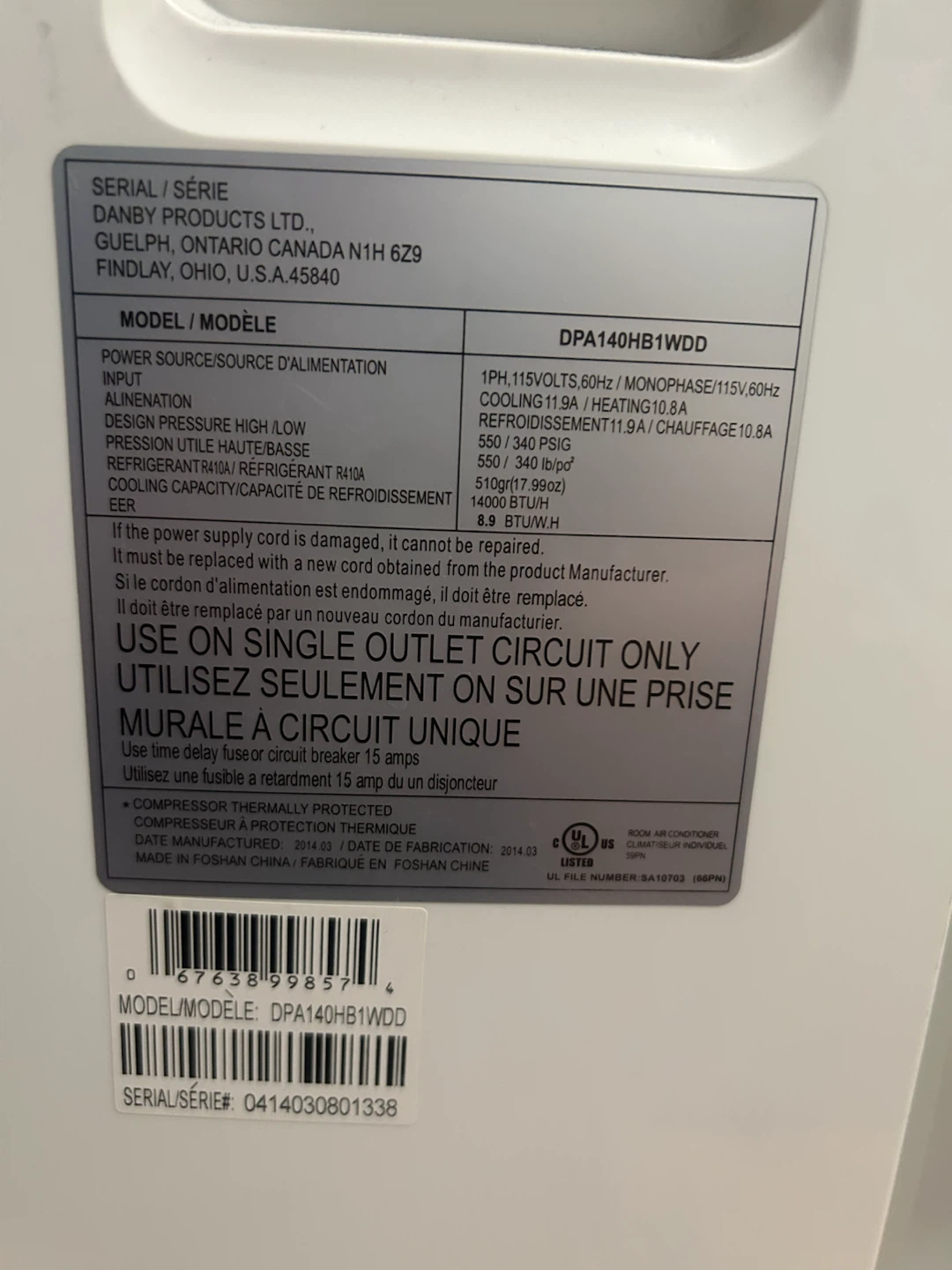 Danby Designer DPA140HB1WDD Portable Air Conditioner - photo 3