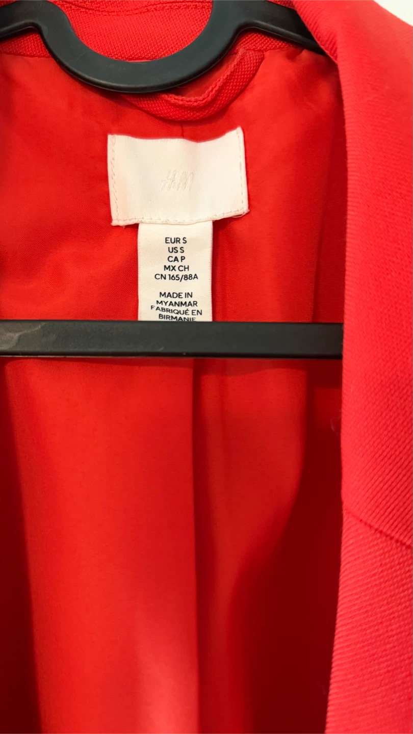 H&M Red Double-Breasted Blazer