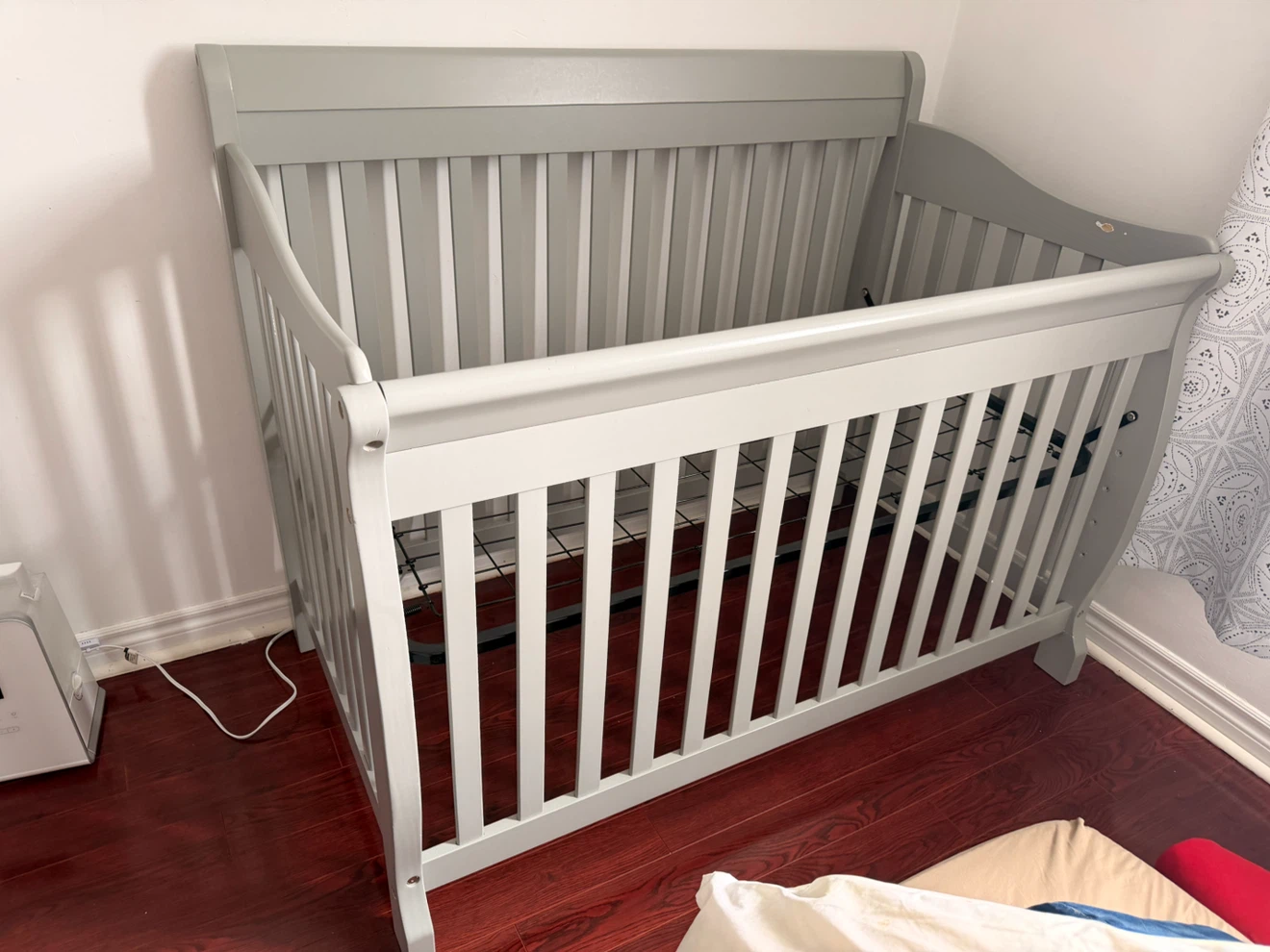 Grey convertible crib