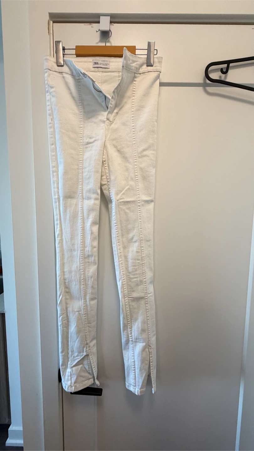 ZARA White Split Hem Jeans - photo 3