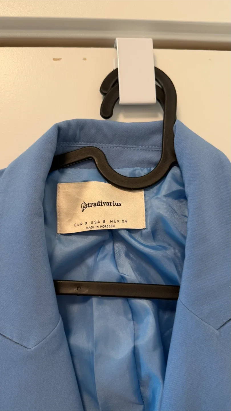 Stradivarius Blue Double-Breasted Blazer - photo 2