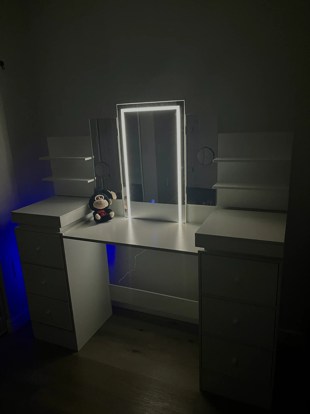 White Vanity Desk with LED Mirror - photo 2