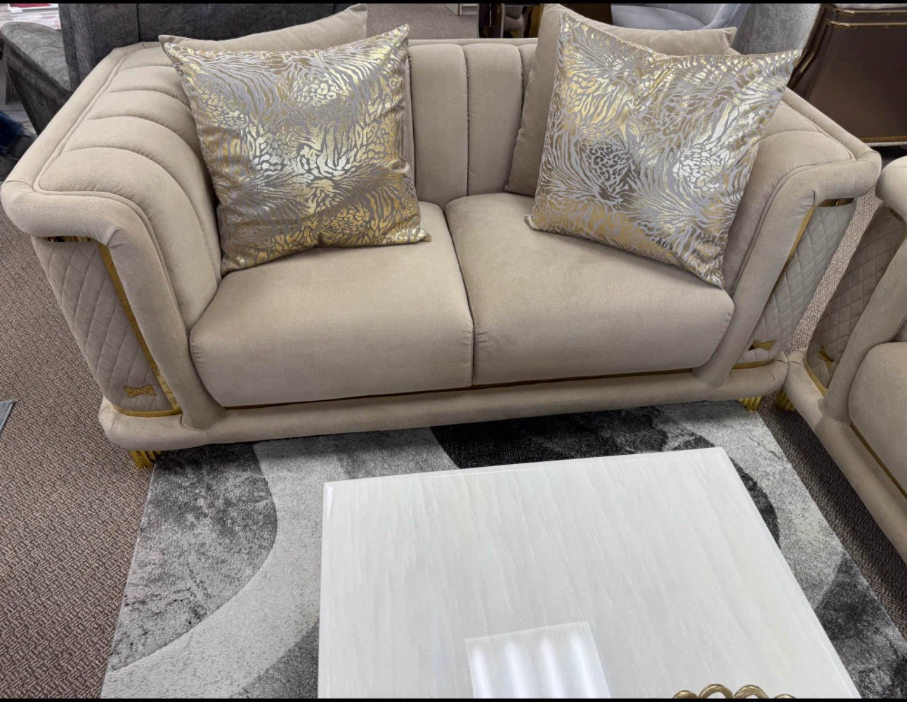 3 pieces Elegant Sofa with Gold Accents - photo 3