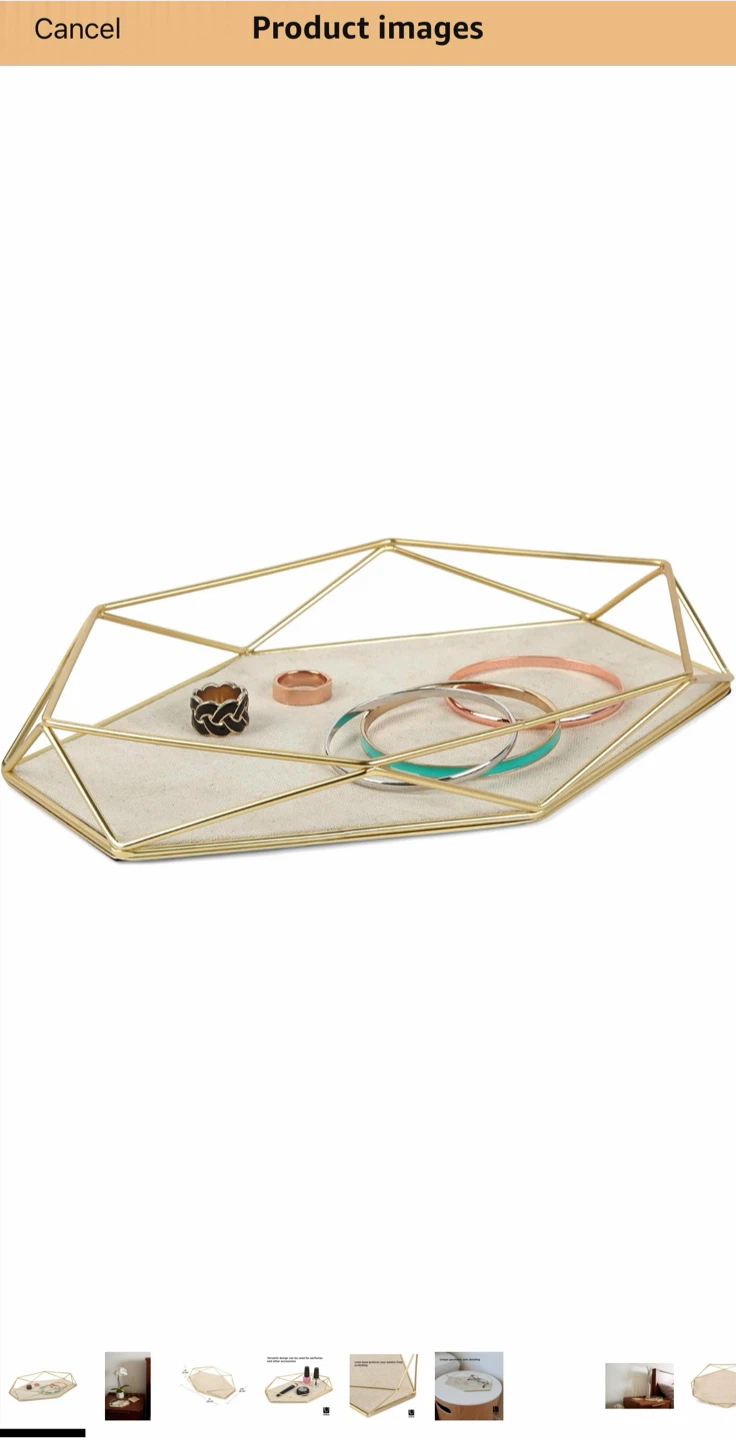 Umbra Prisma Jewelry Tray / Decorative Vanity Tray – Gold - photo 2