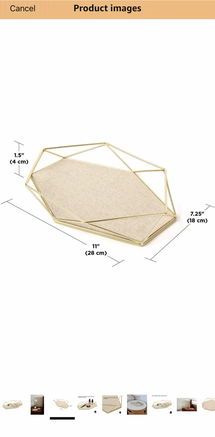 Umbra Prisma Jewelry Tray / Decorative Vanity Tray – Gold - photo 3