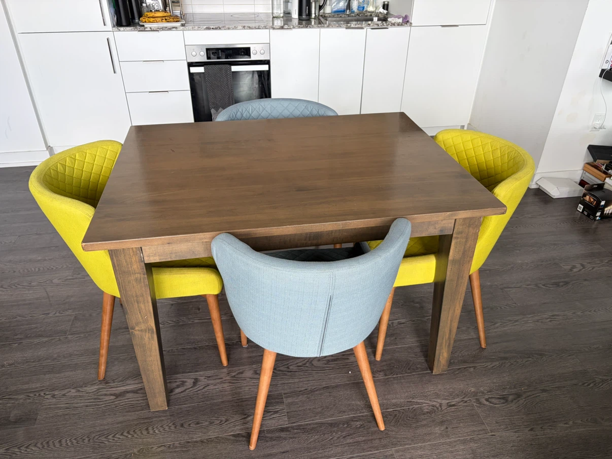 Mid-century solid wood dining table & chairs - Retail $1,800 - photo 2