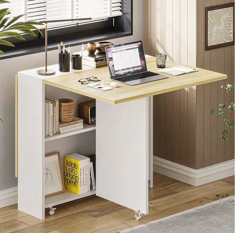 Folding Drop Leaf Dining Table with Storage - photo 3