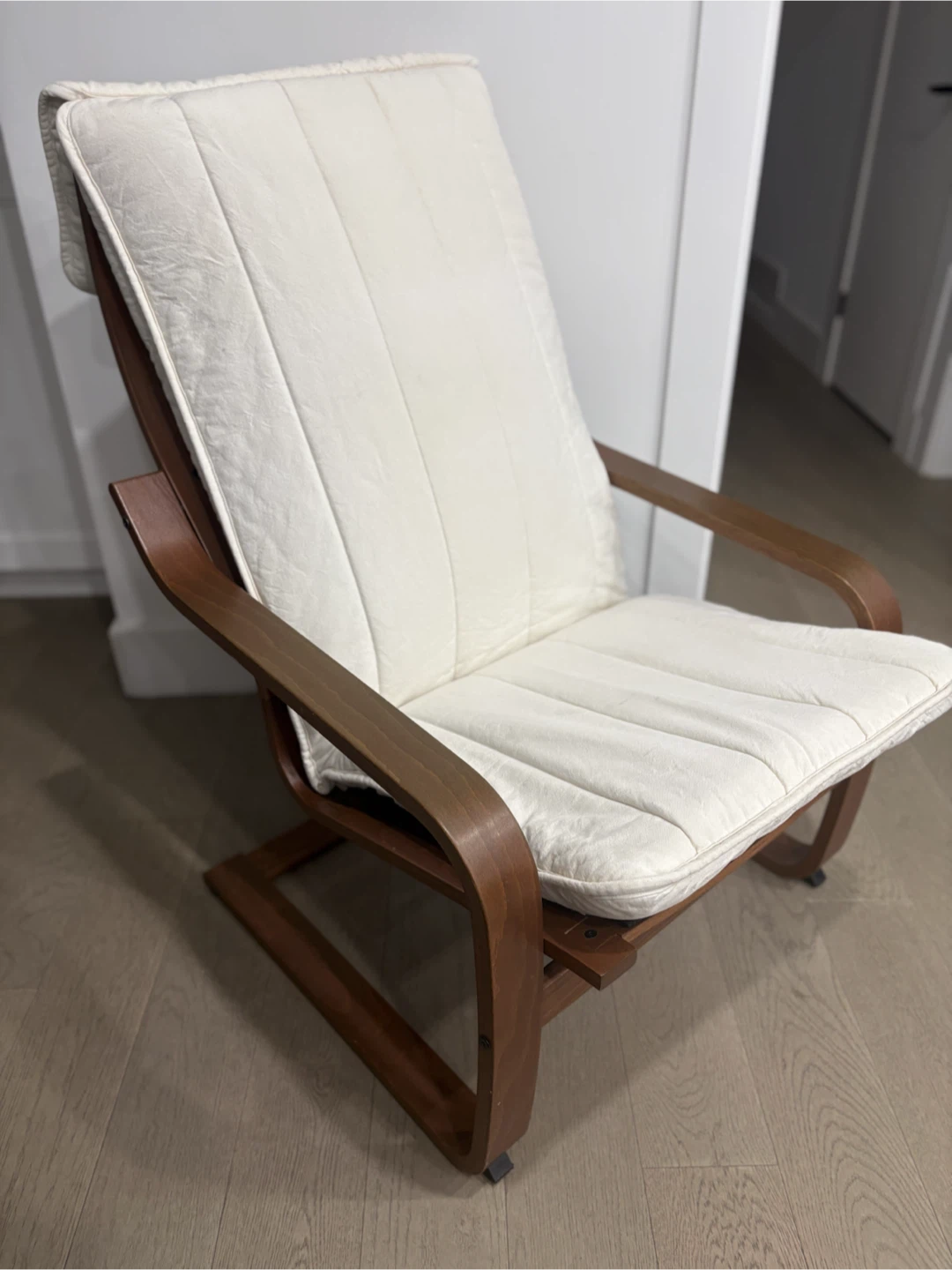 IkeCream Armchair with Wooden Frame