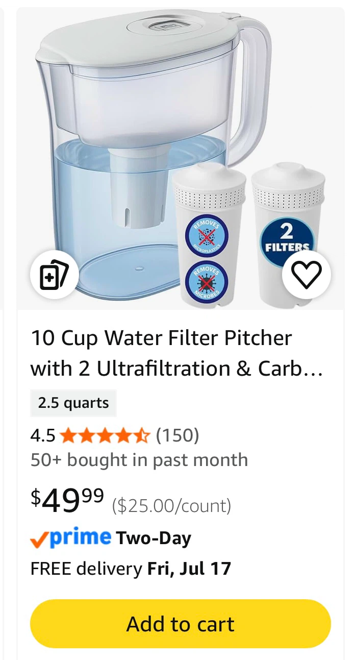 10-Cup Brita Grand Water Filter Pitcher with 3 Filters - photo 2