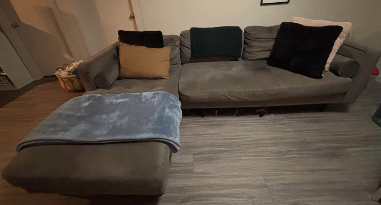 Grey Sectional Sofa with Ottoman - photo 2